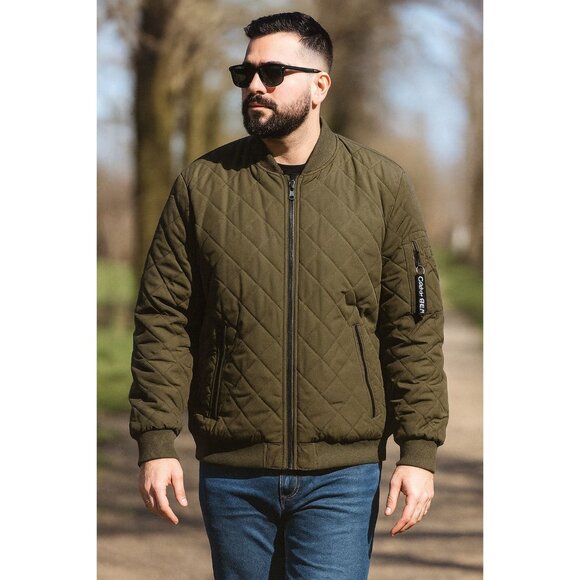 Calvin Klein L Men's Quilted Baseball Jacket Rib-Knit Trim Quilted Bomber Jacket - Picture 1 of 10